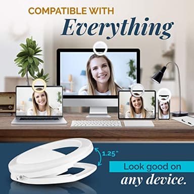GearLight Selfie Ring Light for Computer or Phone - iPhone Compatible LED Lighting for Laptop Webcam, Video Recording - Rechargeable Circle Clip - Cute Stuff & Room Decor - White - 3.5 inch - Image 2