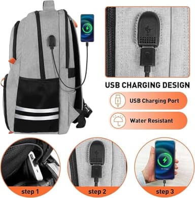 Ytonet Gym Backpack For Men Women, Backpack for Men with Shoe Compartment, Water Resistant Workout Sports Bag with USB Port Fit 15.6 Inch Laptop, Gym, Sports, Camping, Hiking, Grey - Image 6