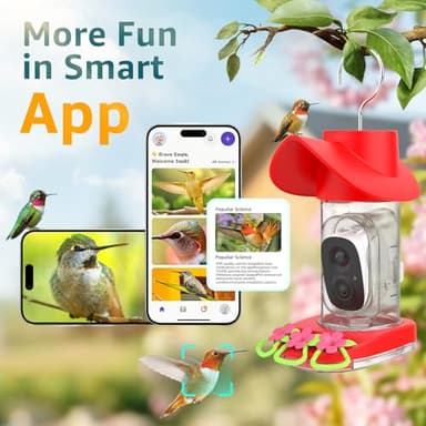 birdsnap® Hummingbird Feeder with Camera Solar Powered, 2K Live Stream AI Bird Identification with 32GB Card Ant Moat Weatherproof WiFi Smart Bird Feeder Camera for Outdoor Birds Watching Gifts - Image 5