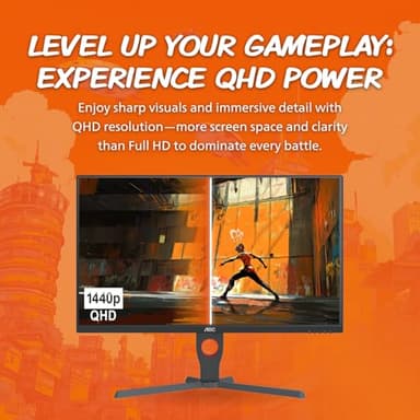 AOC Q27G10ZE 27" Gaming Monitor, QHD 2560 x 1440, Up to 260Hz 0.5ms, HDMI 2.0 x2, Display Port x1, 3-Sided Frameless, Console Gaming Ready, 3-Year Zero-Bright-Dot - Image 4