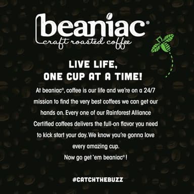 beaniac Organic Downtime Decaf Swiss Water Decaffeinated, Medium Roast, Single Serve Compostable K Cup Coffee Pods, Organic Arabica Coffee, Keurig Brewer Compatible, 30 Count - Image 7
