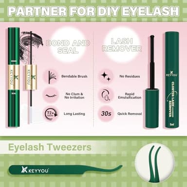 KEYYOU Fairy Lash Clusters Kit, Manga Eyelash Extension Kit at Home, D Curl, Wispy Natural Invisible Band Lash with Waterproof DIY, Fairy-D-8-18MIX, 144 pcs - Image 6