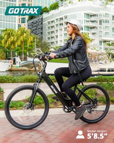 Gotrax Dolphin 26" Electric Bike, Max Range 30Miles(Pedal-assist1) & 20Mph Power by Peak 500W, 5 Pedal-Assist Levels & Front Suspension, 7-Speed&Boost Mode, City E-Bike for Adult White - Image 6