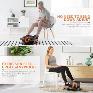 ARTHOOT Under Desk Elliptical Machine, Ellipse Exerciser as Seen on TV for Seniors with Remote Control & 12 Adjustable Speeds, Elliptical Machine for Home (Orange) - Image 6