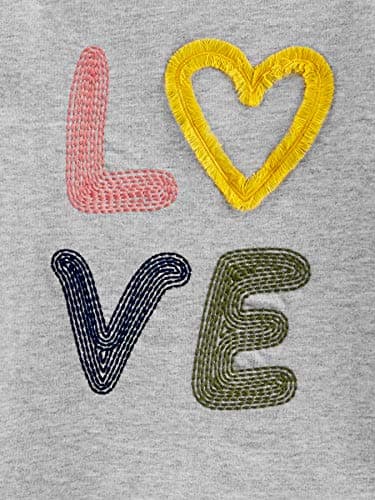 Simple Joys by Carter's Toddler Girls' 4-Piece Long-Sleeve Shirts and Pants Playwear Set, Grey Love/Pink/White Floral/Yellow Dots, 2T - Image 3