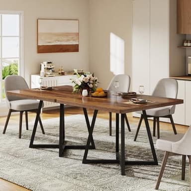 Tribesigns Square Dining Table for 2, 31.5" Industrial Dinner Table with Metal Base, Kitchen Table for Dining Room, Small Space, Apartment, Rustic Brown & Black - Image 8