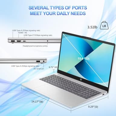 HP 15.6" Touchscreen Laptop Computer, Intel i3-1215U(Up to 4.4GHz), Intel UHD Graphics, 32 GB RAM, 1 TB SSD, Long Battery Life, Wi-Fi 6E, Copilot, Windows 11 Pro & Office Pro Lifetime License - Image 6