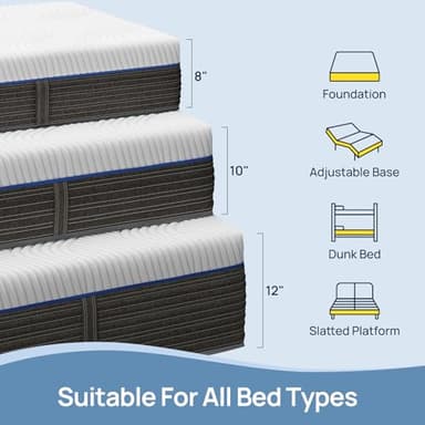 Rolanstar Twin Size Mattress 8 Inch, Gel Memory Foam Mattress for Pressure Relief, Fiberglass-Free Comfort Mattresses in a Box, Medium Firm Mattres for Kids, CertiPUR-US Certified, White - Image 2