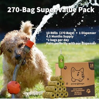 Lesibag Dog Poop Bags With Dispenser, Strong and Leak-proof Waste Bags for Pets, Floral Scented, 270 Count (18 Packs of 15), 13 Inch x 9 Inch (Khaki) - Image 5