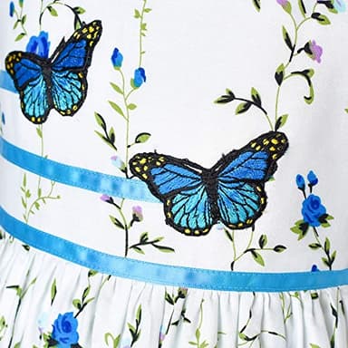 Girls Dress Blue Butterfly Casual Floral Party Size 9-10 - Image 6