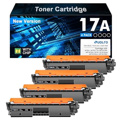 17A Toner Cartridge CF217A - Replacement for HP 17A CF217A to Compatible with Laserjet Pro M102w M130nw M130fw M130fn M102a M130a Pro MFP M130 M102 Series Printer (New Version, 4 Blacks) - Image 1