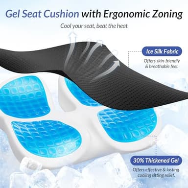 ZIKEE Gel Seat Cushion for Office Chair and Car Seat with Ergonomic Zoning, Memory Foam Chair Cushion for Sciatica, Lower Back, Tailbone Pain Relief and Intimate Ventilation, Non-Slip & Airy Cover - Image 5