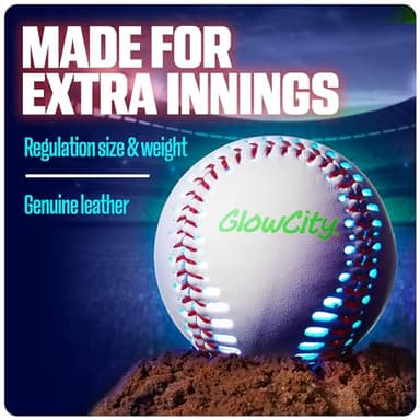 GlowCity Premium Leather LED Rechargeable Light-Up Baseball - Illuminate The Game - Nighttime Fun and Play - Sports Stuff & Gadgets for Kids Age 8 Years Old and Up - Catch Only - Image 4