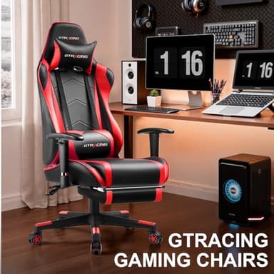 GTRACING Gaming Chair with Footrest, High Back Computer Chair Ergonomic Game Desk Chair Racing Executive Adjustable Swivel Rocker with Headrest and Lumbar Support - Image 3