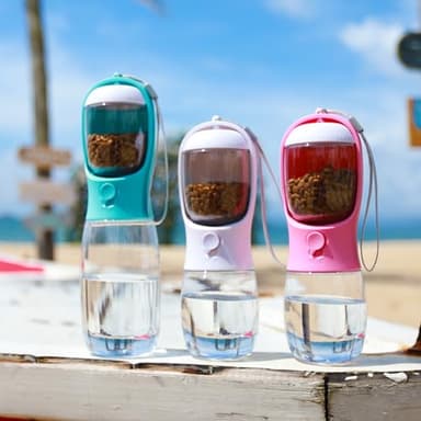 AVELORA Dog Water Bottle,Portable pet Water Bottle with Food Container,Outdoor Portable Water Dispenser for Cat,Rabbit,Puppy and Other Pets for Walking,Hiking,Travel(10oz) - Image 2
