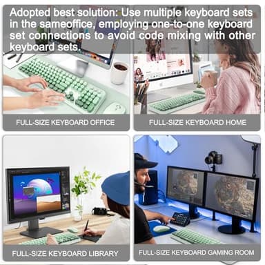 FOPETT Wireless Keyboard and Mouse Combo - 2.4G Full-Sized Cute Colorful Mouse and Keyboard with 104 Round Keys Retro Typewriter Keyboard for Laptop/Windows/PC - Green Gradient - Image 7