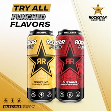 Rockstar Punched Energy Drink, Fruit Punch, 16 Fl Oz (Pack of 12) (Packaging May Vary) - Image 4