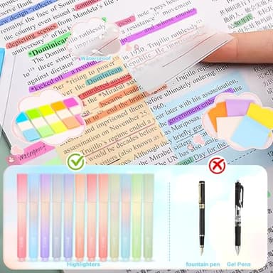 60 Pcs Aesthetic School Supplies with Large Capacity Pencil Case, 5 Quick Dry Black Ink Gel Pens, 12 Color Pastel Highlighters, 6 Mechanical Pencil Set 0.5 & 0.7 mm, 7 Multi-Color Index Sticker-Blue - Image 4