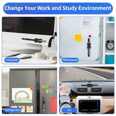 Biottro Adhesive Pen Pencil Holder for Desk Wall, 12PCS Marker Holder for Whiteboard Silicone Pen Holder for Clipboard Office Essentials Teacher Supplies (12PCS Black) - Image 6