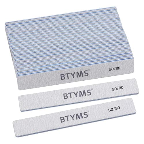 BTYMS 80/80 Grit Nail File - Professional Double-Sided Coarse Emery Boards for Shaping Acrylic & Gel Nails - Image 1