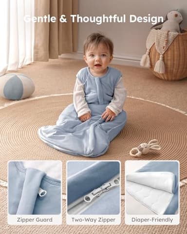 Yoofoss Rayon Made from Bamboo Baby Sleep Sack 6-12 Months 1.0 Tog Baby Wearable Blanket, Super Soft Infant Toddler Sleeping Sack 2-Way Zipper - Image 4
