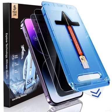 MAGIC JOHN 2 Pack for iPhone 14 Pro Max 6.7 inch Privacy Tempered Glass Screen Protector, Auto Dust-Elimination Installation, Easy Installation, Bubble Free - Image 1