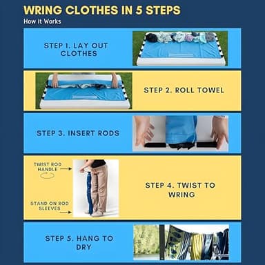 HeYi Home Ultra-Light Manual Clothes Wringer - Hand Crank Laundry Dryer for Lightweight Clothing & Towels, Portable w/Camp/Travel/Off-Grid Use, Compact Eco-Friendly Design - Durable & Space-Saving - Image 3