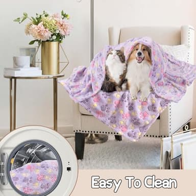 Rezutan Dog Blankets 3 Pack Large Medium Dog Cat Soft Fuzzy Washable Comfort Flannel Fuzzy Soft Pet Blankets, 41 x 31 inch,Tan/Purple/Brown - Image 7