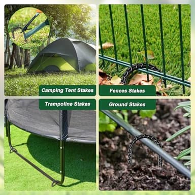 FEED GARDEN 12 Inch 16 Pack Rebar Stakes Heavy Duty J Hook, Galvanized Ground Stakes Tent Stakes Steel Ground Anchors, Chain Link Fence Stakes, Trampoline Stakes, Black - Image 5