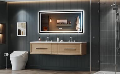 60x36 Inch Lighted Bathroom Mirror, Anti-Fog, Dimmable, 3 Colors Front and Backlit LED Bathroom Mirror, Insert-Light Pattern, Brighter, Clearer Bathroom Mirror with Lights, ETL Listed - Image 3