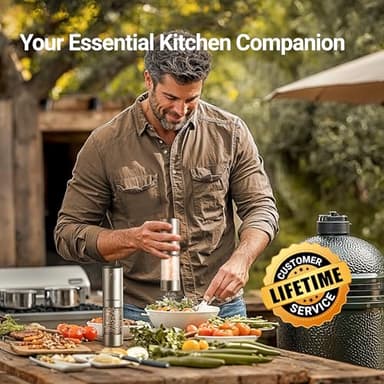 ThermoMaven Upgraded Larger Capacity Electric Salt and Pepper Grinder Set, 110ml Rechargeable Salt and Pepper Shaker with LED light, Stainless Steel Automatic Pepper Mill with 6 Adjustable Coarseness - Image 7