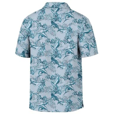 Palmyth Fishing Shirts for Men Polo Dry Fit Short Sleeve UPF 50+ Moisture Wicking Print Collared Fishing Polo Shirts Aloha Fish Light Blue 2XL - Image 2