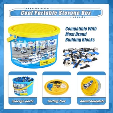 WishaLife 1169 Pieces City Police Station Building Kit, 6 in 1 Military Battleship Building Toy, with Police Cars, Boat, Airplane, Best STEM Construction Toy Gift for Boys and Girls 6-12 - Image 6