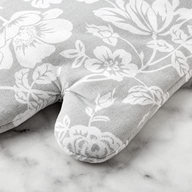 Martha Stewart Floral Vine Oven Mitt 2-Pack Set, Grey, 7"x13" - Image 3