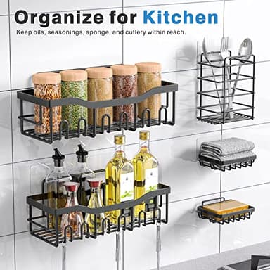 EUDELE 5-Pack Rustproof Stainless Steel Shower Caddy Set– No Drill Adhesive Bathroom Organizer, Space-Saving Shower Shelves for Apartment Essentials, Bathroom/Kitchen Storage Home Decor-L Size - Image 6
