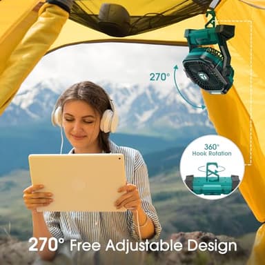 Portable Fan Rechargeable, 20000mAh Cordless Battery Powered Fan with LED Lantern, USB C Battery Operated for Travel Bedroom Home Camping Tent Office Beach Desk Fishing Table - Image 4