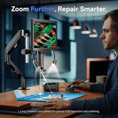 TOMLOV 3D Digital Microscope for Soldering: Magnetic Dual Lens Micro Scope TM3K-3D for Adult, Coin Microscope with Flex Arm, 3K 7-Inch IPS Screen, HDMI/USB Output, Gooseneck Light, Repair Mat, 64GB - Image 5