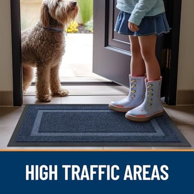 OLANLY Front Door Mat Indoor Outdoor Entrance, Waterproof All-Season, All-Weather Doormat, Sturdy Natural Rubber, Fade Resistant, Low Profile, Easy Clean Patio Porch Entryway Mat, 71x47, Blue - Image 7