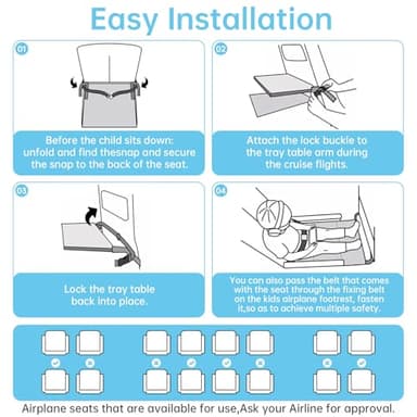 Toddler Airplane Bed Travel Bag 2 in 1, Portable Kids Plane Seat Extender, Baby Flight Essentials Footrest Flyaway Must Have for Infant, Carry On Duffel Bags for Women Gym Hospital Weekender(Grey) - Image 3