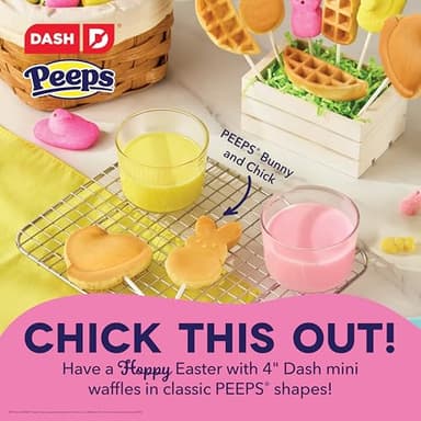 PEEPS x Dash Bunny Mini Waffle Maker for Individual Waffles, Hash Browns, Keto Chaffles with Easy to Clean, Non-Stick Surfaces, 4 Inch - Pink - Image 2