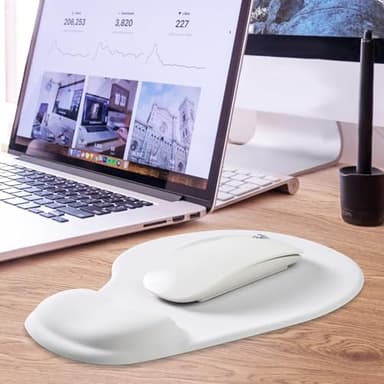 JIKIOU Mouse Pad, 2 Pack Ergonomic Mouse Pads with Comfortable Gel Wrist Rest Support and Smooth Cloth, Non-Slip PU Base for Easy Typing Pain Relief Durable and Easy to Clean Small White - Image 8
