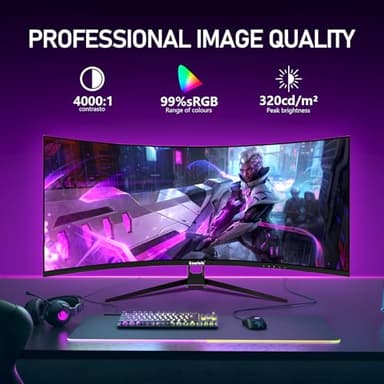 Gawfolk 34 Inch Ultrawide Curved 144Hz Gaming Computer Monitor 1500R PC Screen 21:9 UWQHD (3440x1440),Adaptive Sync,178° Viewing Angle,Display Port、HDMI2.0,Compatible with Wall mounting - Black - Image 5