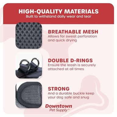 Downtown Pet Supply Step-in Dog Harness – No Pull, Adjustable Padded Mesh with Reflective Trim, Secure Buckle Strap – Comfortable & Breathable Small Dog Harness, Small, Charcoal - Image 4
