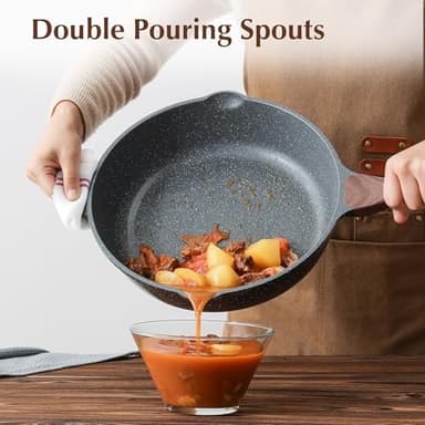 SENSARTE Nonstick Deep Frying Pan Skillet, 12-inch Saute Pan with Lid, Stay-cool Handle, Chef Pan Healthy Stone Cookware Cooking Pan, Induction Compatible, PFOA Free - Image 7