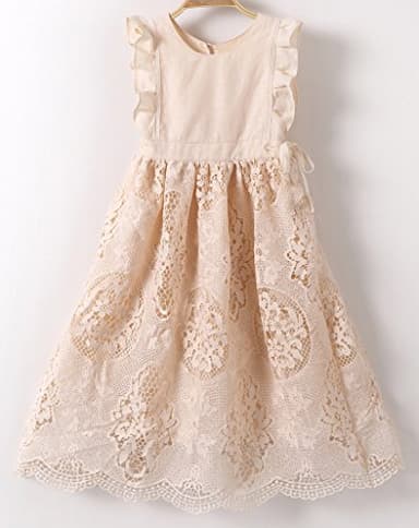 Bow Dream Flower Girl's Dress Vintage Lace Peach 10 - Image 2