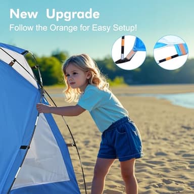 Beach Tent, Portable Sun Shelter for 2/3/4/6-8 Person with UPF 50+ UV Protection, Easy Setup Waterproof Beach Shade Canopy Cabana for Family Outdoor and Picnics, Fishing with Carrying Bag - Image 3