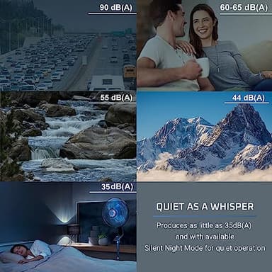 Rowenta Pedestal Fan, 53 Inches, Ultra Quiet Oscillating Fan for Bedroom, Portable, 5 Speeds, Refresh Up to 23-Feet, Silver, Indoor, VU5670 - Image 8