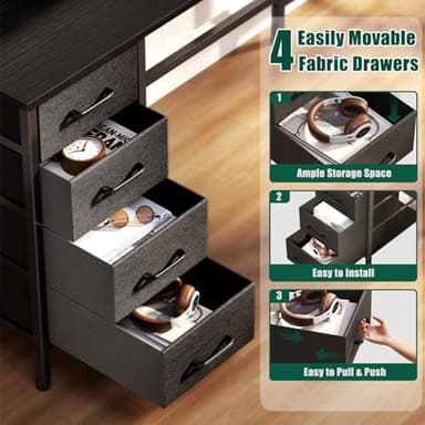 Korfile 66" L Shaped Computer Desk, 94.4'' Home Office Desk with Power Outlets, 4 Adjustable Storage Drawers & 2 Monitor Stands, Large Two Person Gaming Table for Writing Study, Black - Image 5