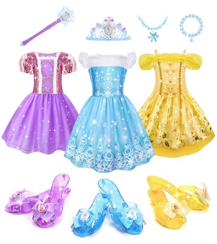 Meland Princess Dress Up for Girls 3-6, Dress Up Clothes for Girls with Princess Shoes Toy, Birthday Gift for Toddlers - Image 1