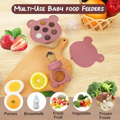 WAJIAYON Baby Breastmilk Popsicle Molds & Baby Fruit Feeder (3 Pack), Infant Food Freezer Tray Storage Containers, Silicone Teething Pacifier Feeder and Teether for Babies(Daisy) - Image 4